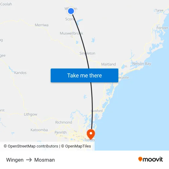 Wingen to Mosman map