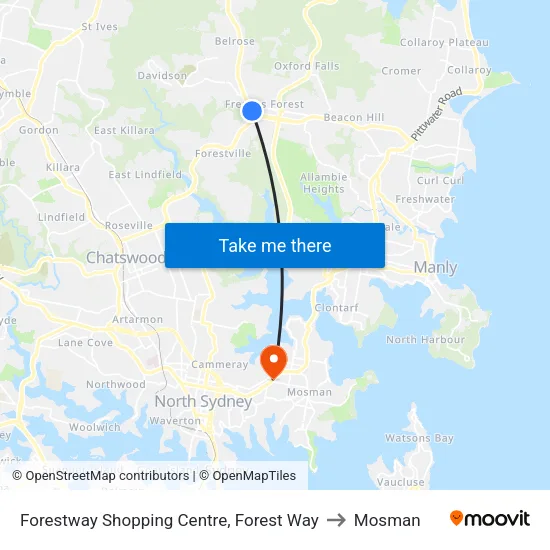 Forestway Shopping Centre, Forest Way to Mosman map