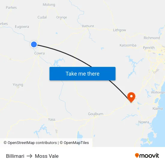 Billimari to Moss Vale map
