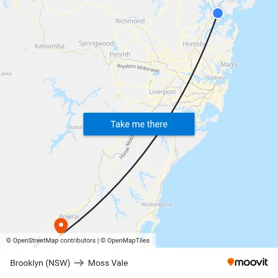 Brooklyn (NSW) to Moss Vale map