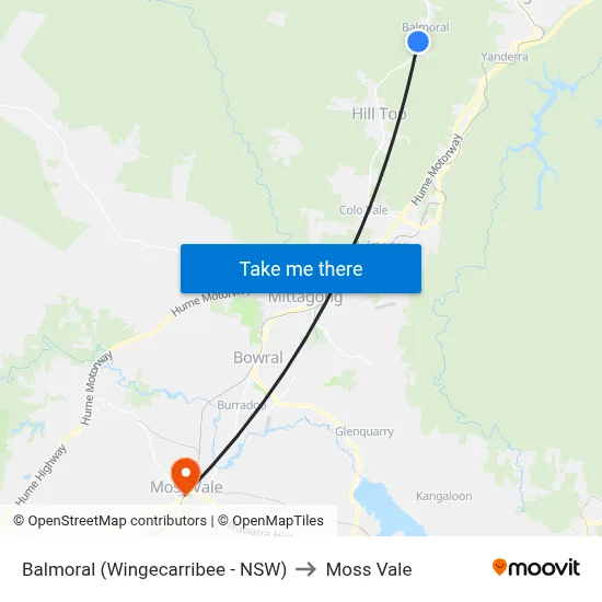 Balmoral (Wingecarribee - NSW) to Moss Vale map
