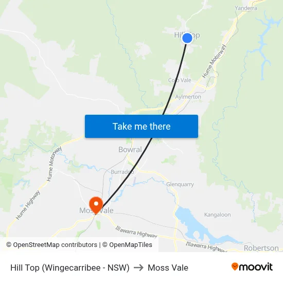 Hill Top (Wingecarribee - NSW) to Moss Vale map