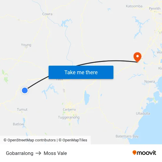 Gobarralong to Moss Vale map