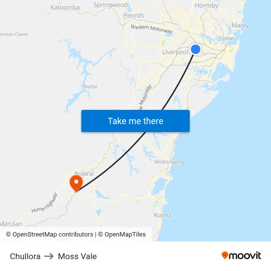 Chullora to Moss Vale map