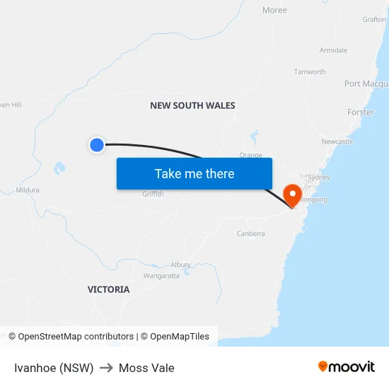 Ivanhoe (NSW) to Moss Vale map