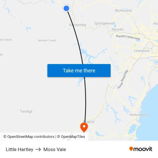 Little Hartley to Moss Vale map