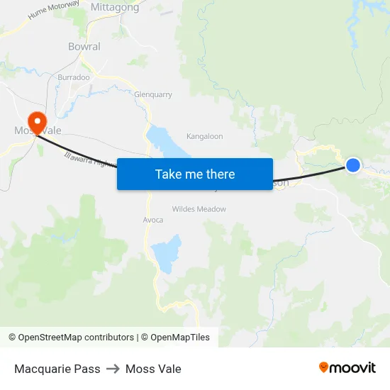 Macquarie Pass to Moss Vale map