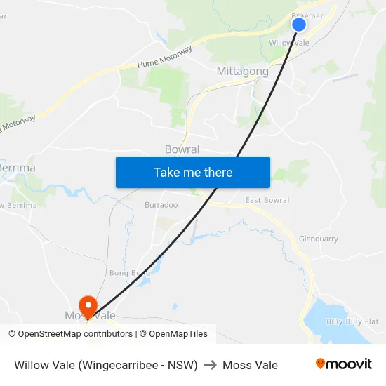 Willow Vale (Wingecarribee - NSW) to Moss Vale map
