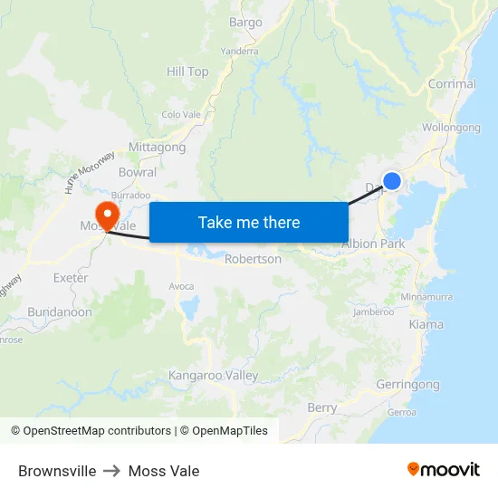 Brownsville to Moss Vale map