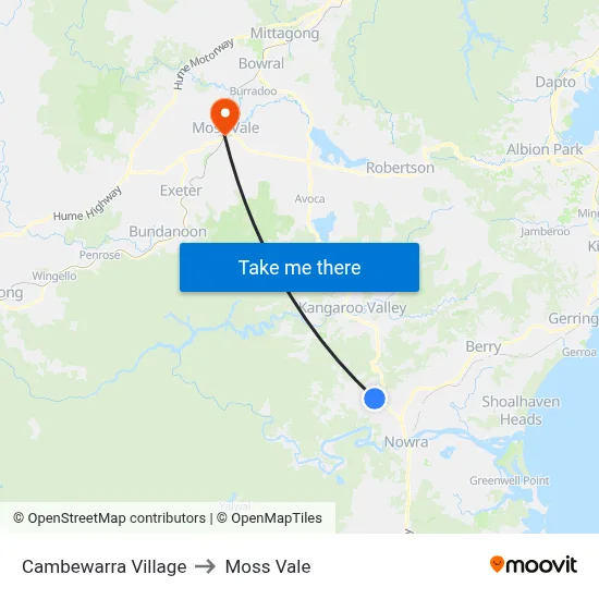 Cambewarra Village to Moss Vale map