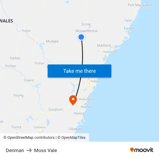 Denman to Moss Vale map