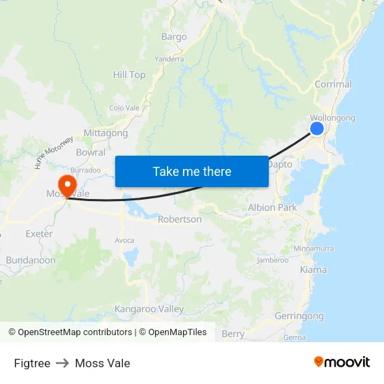 Figtree to Moss Vale map