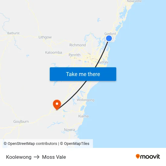 Koolewong to Moss Vale map