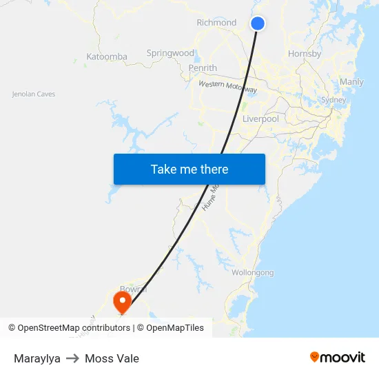 Maraylya to Moss Vale map