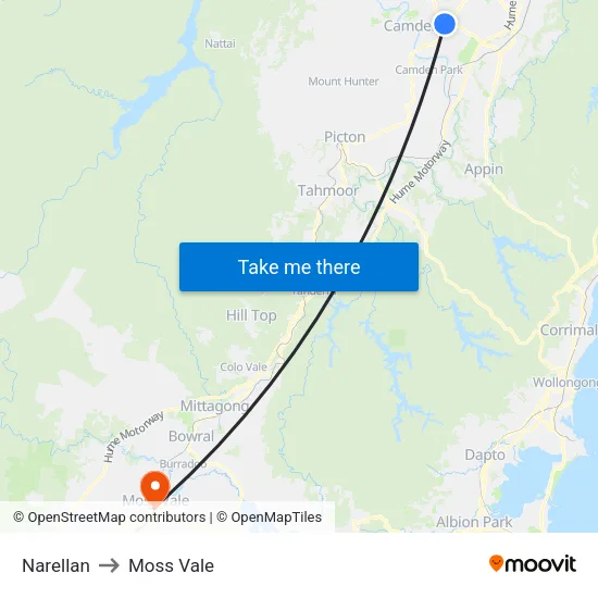 Narellan to Moss Vale map