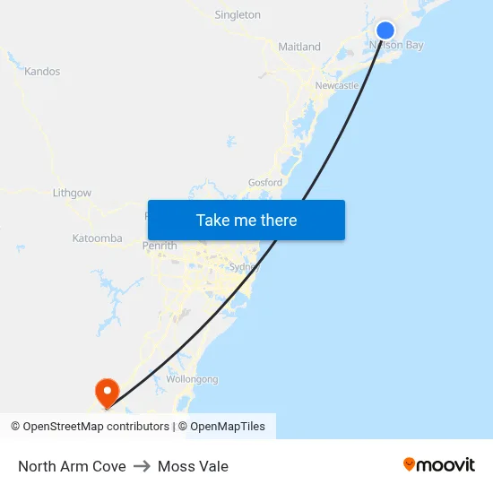 North Arm Cove to Moss Vale map