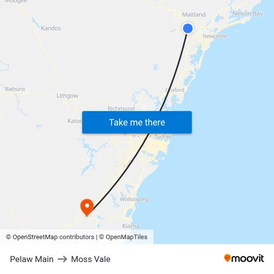 Pelaw Main to Moss Vale map
