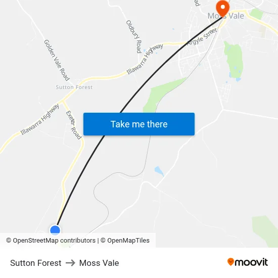 Sutton Forest to Moss Vale map