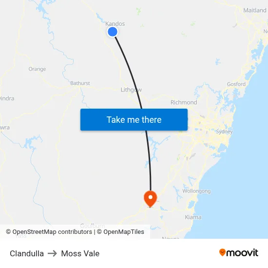 Clandulla to Moss Vale map