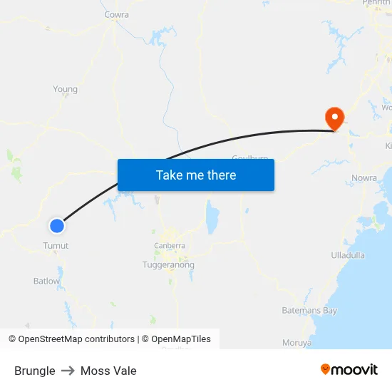 Brungle to Moss Vale map