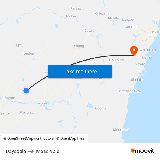 Daysdale to Moss Vale map