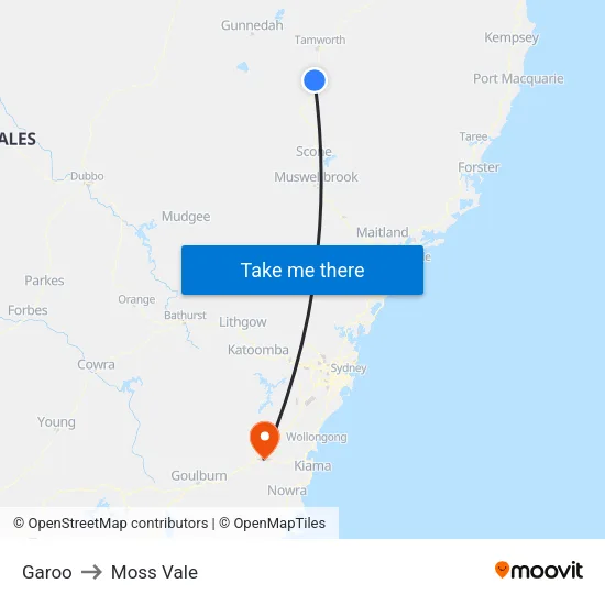 Garoo to Moss Vale map