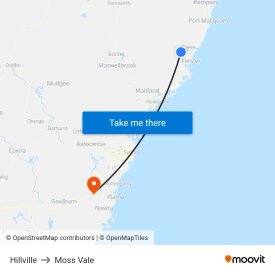 Hillville to Moss Vale map
