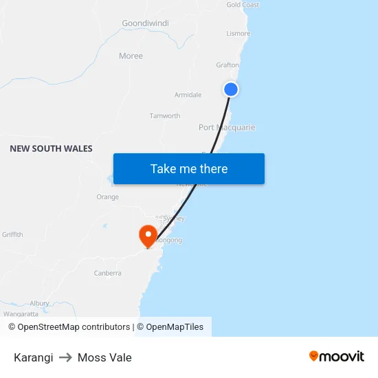 Karangi to Moss Vale map