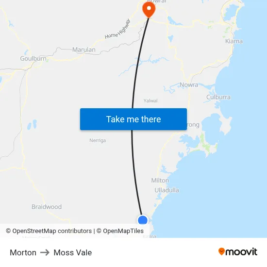 Morton to Moss Vale map