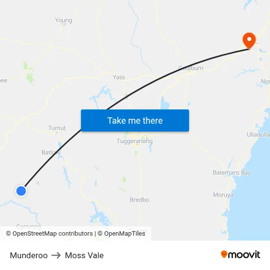 Munderoo to Moss Vale map