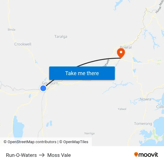 Run-O-Waters to Moss Vale map