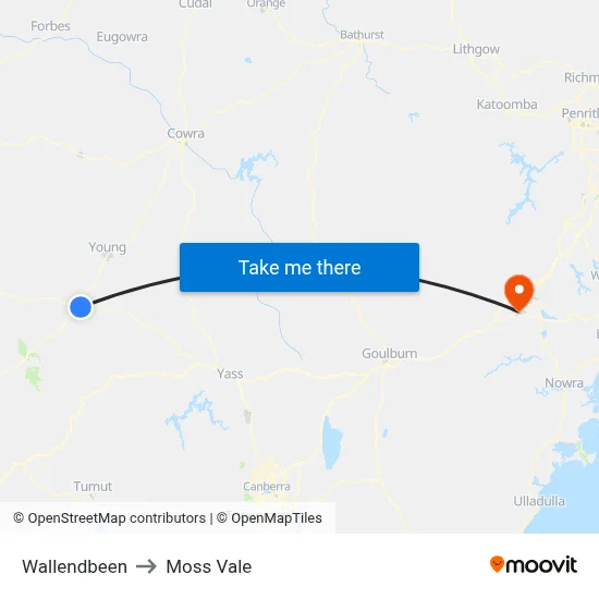 Wallendbeen to Moss Vale map