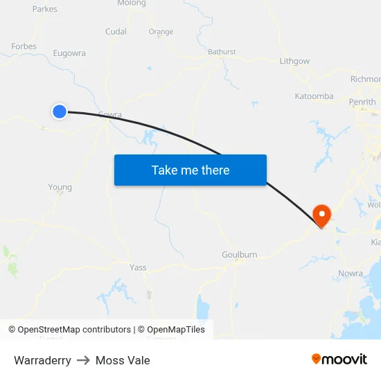 Warraderry to Moss Vale map
