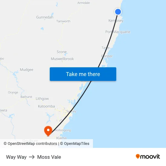Way Way to Moss Vale map