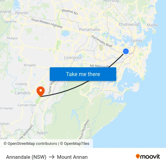Annandale (NSW) to Mount Annan map