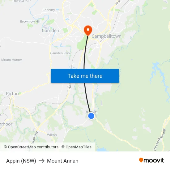 Appin (NSW) to Mount Annan map