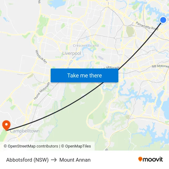 Abbotsford (NSW) to Mount Annan map