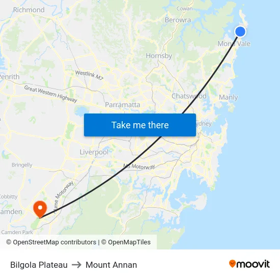 Bilgola Plateau to Mount Annan map