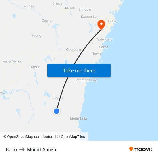 Boco to Mount Annan map