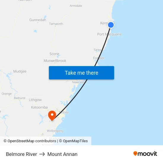 Belmore River to Mount Annan map