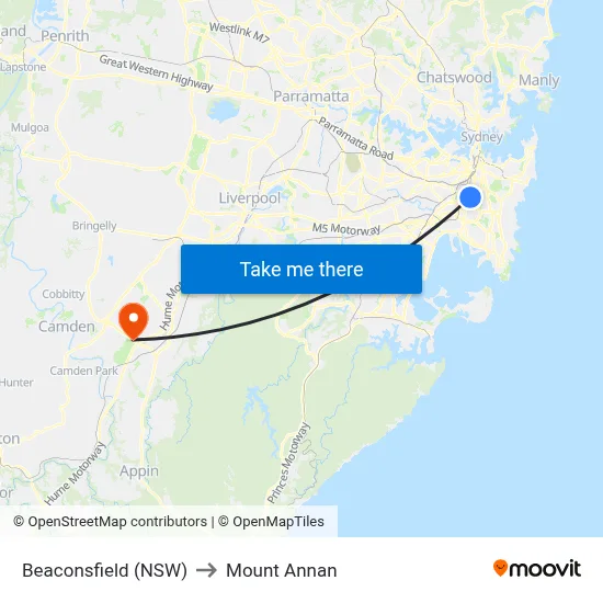 Beaconsfield (NSW) to Mount Annan map