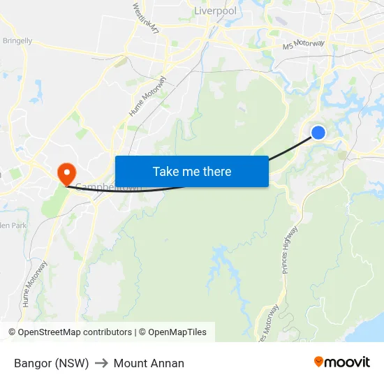 Bangor (NSW) to Mount Annan map