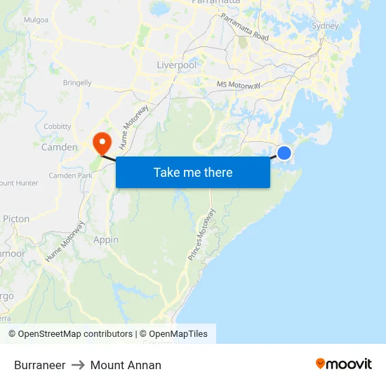Burraneer to Mount Annan map