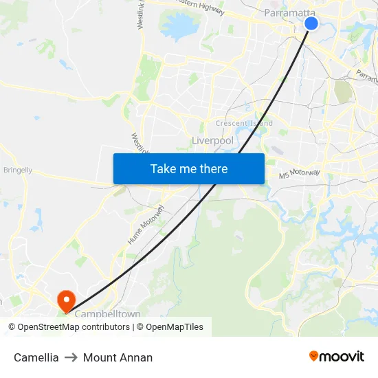 Camellia to Mount Annan map