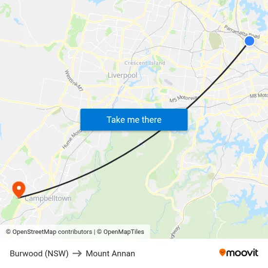 Burwood (NSW) to Mount Annan map
