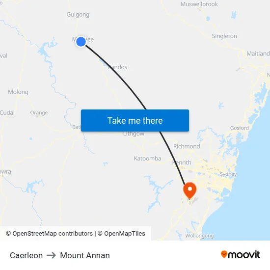 Caerleon to Mount Annan map