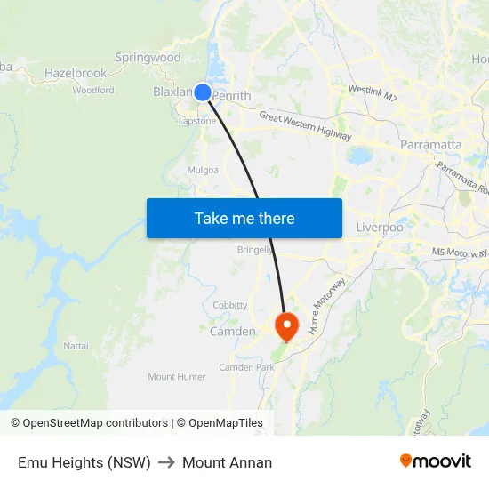 Emu Heights (NSW) to Mount Annan map