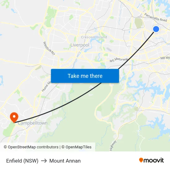 Enfield (NSW) to Mount Annan map