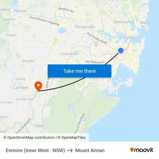 Enmore (Inner West - NSW) to Mount Annan map