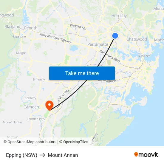 Epping (NSW) to Mount Annan map